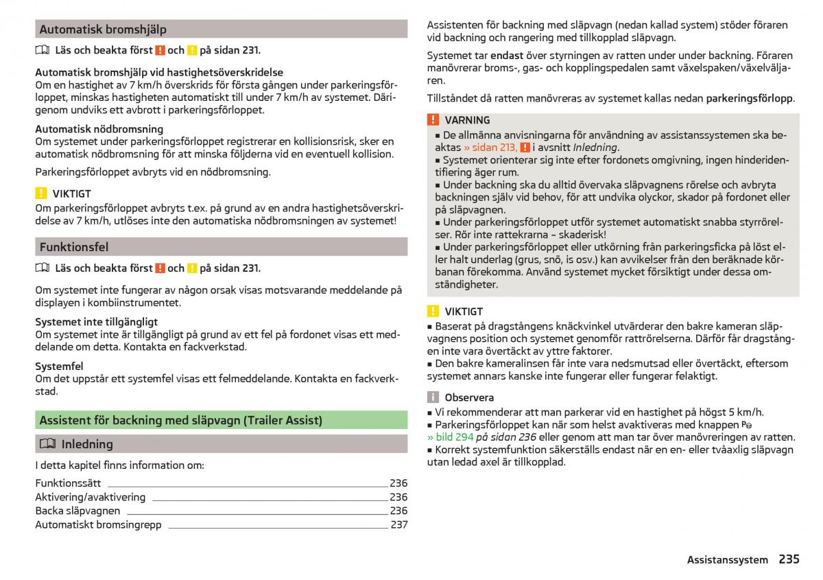 Skoda Kodiaq instruktionsbok / page 237