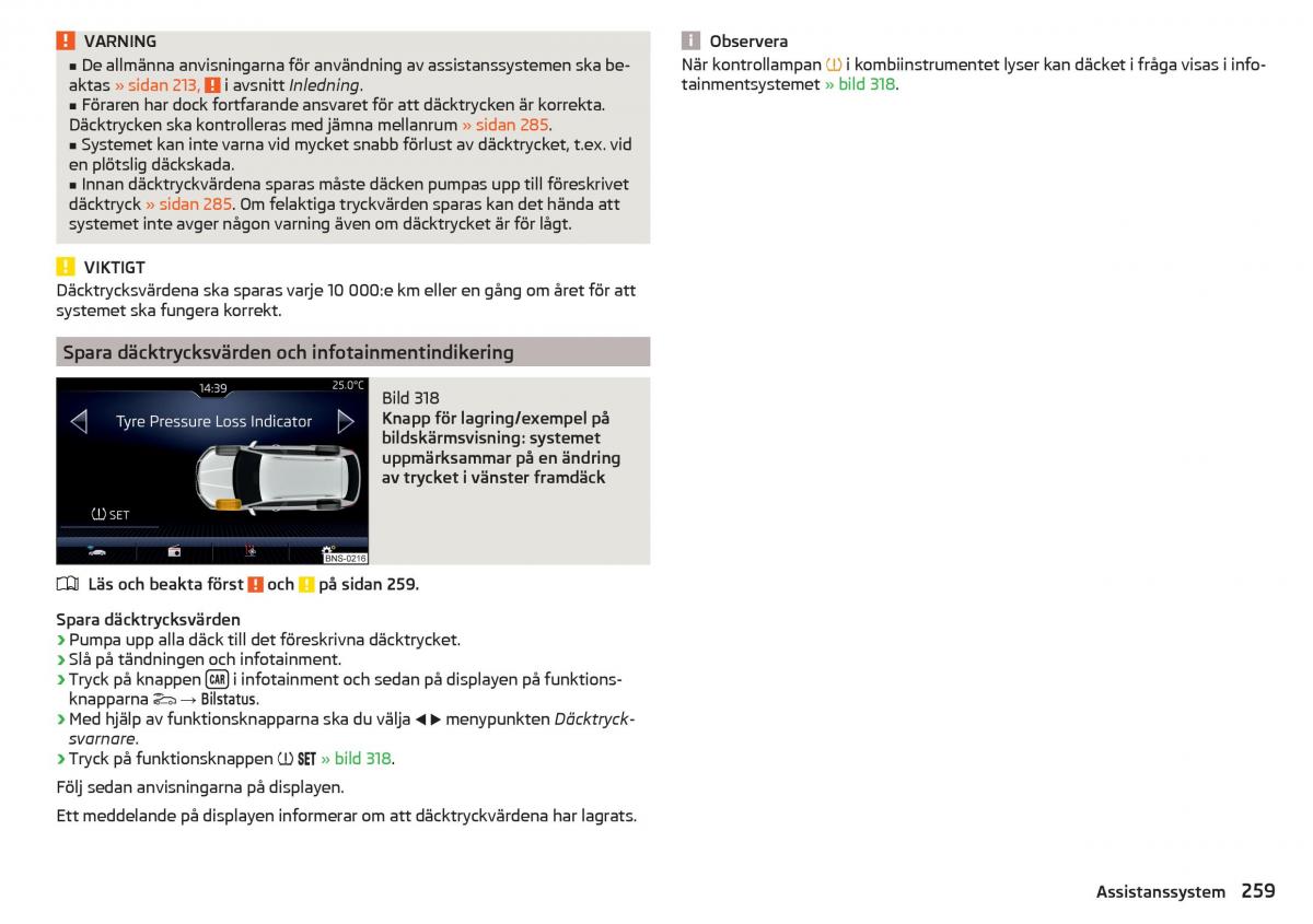 Skoda Kodiaq instruktionsbok / page 261