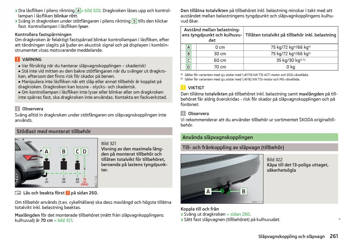 Skoda Kodiaq instruktionsbok / page 263