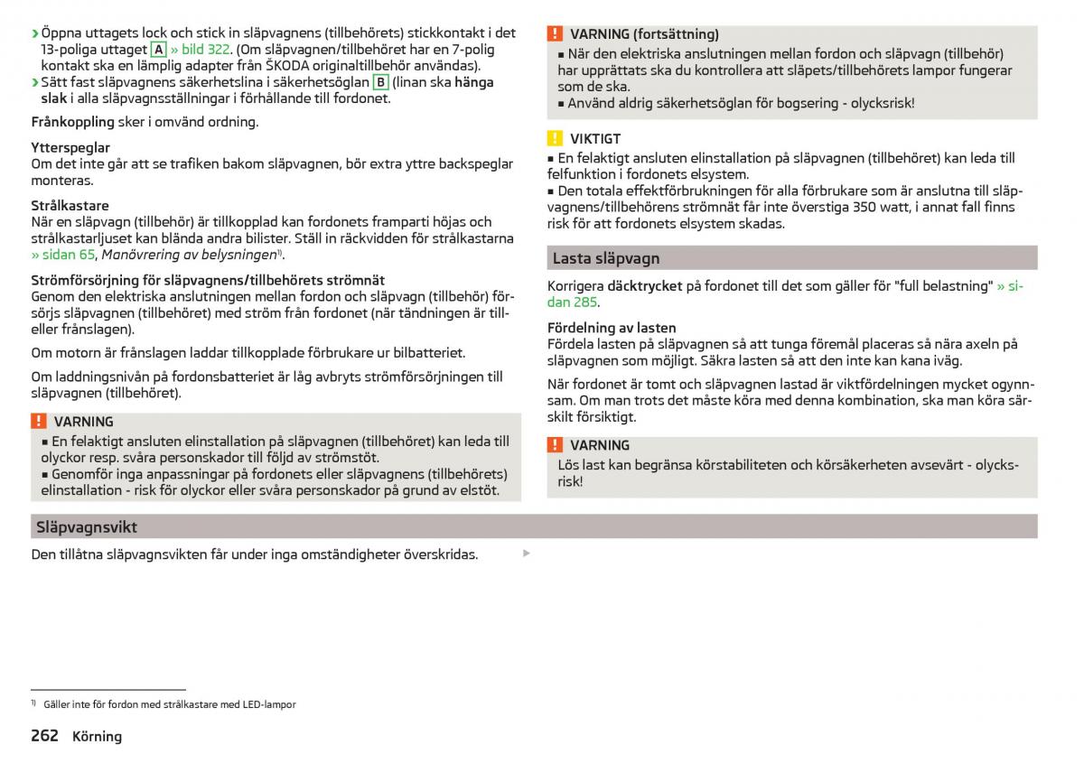 Skoda Kodiaq instruktionsbok / page 264