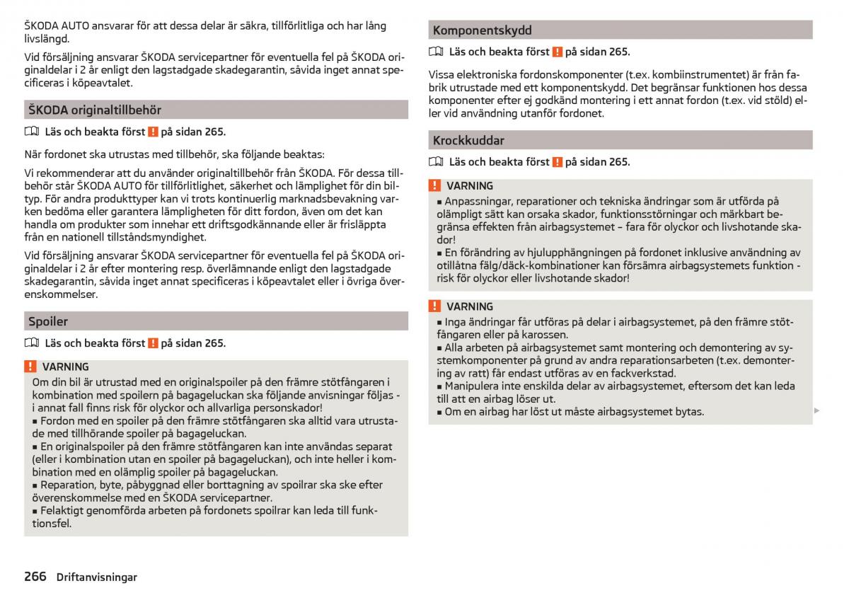 Skoda Kodiaq instruktionsbok / page 268