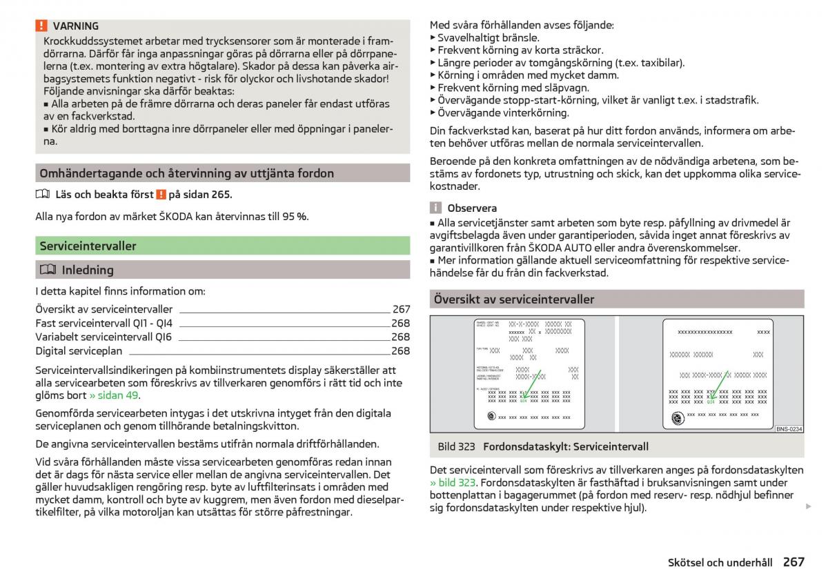 Skoda Kodiaq instruktionsbok / page 269