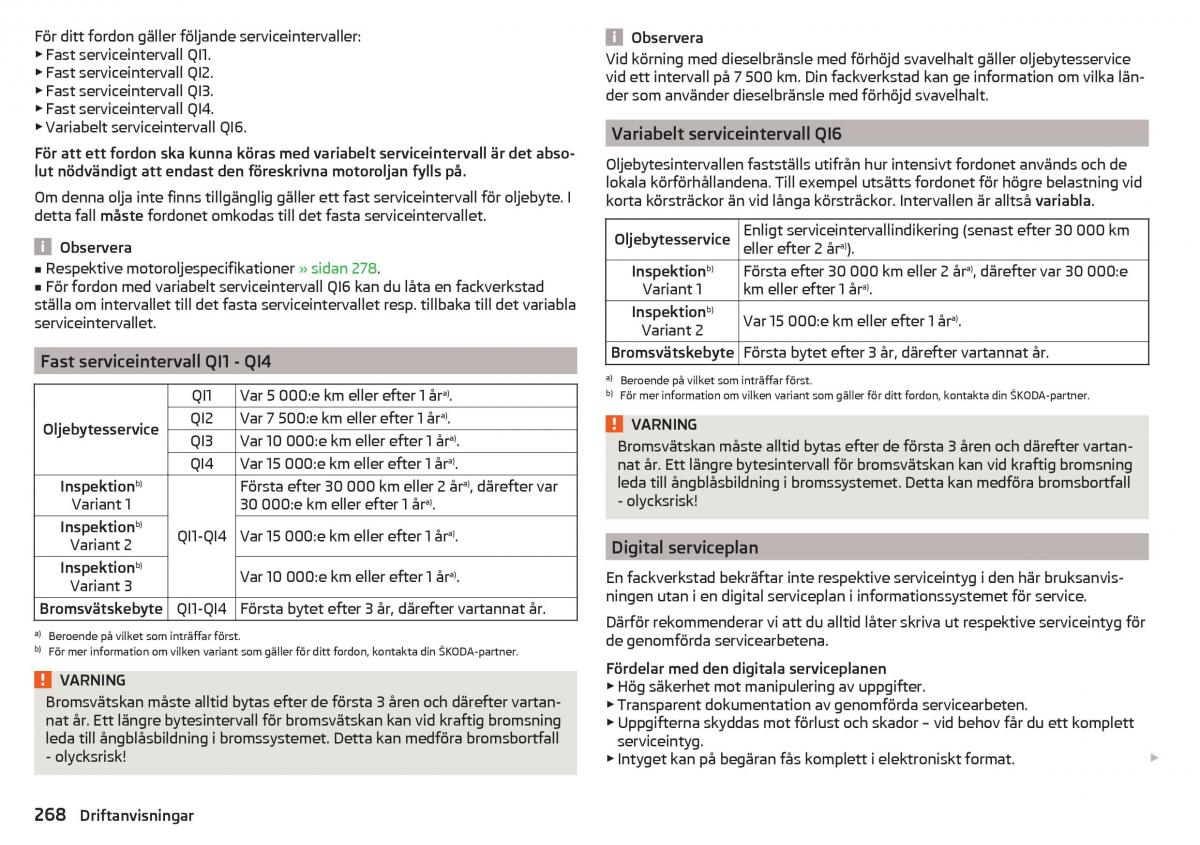 Skoda Kodiaq instruktionsbok / page 270