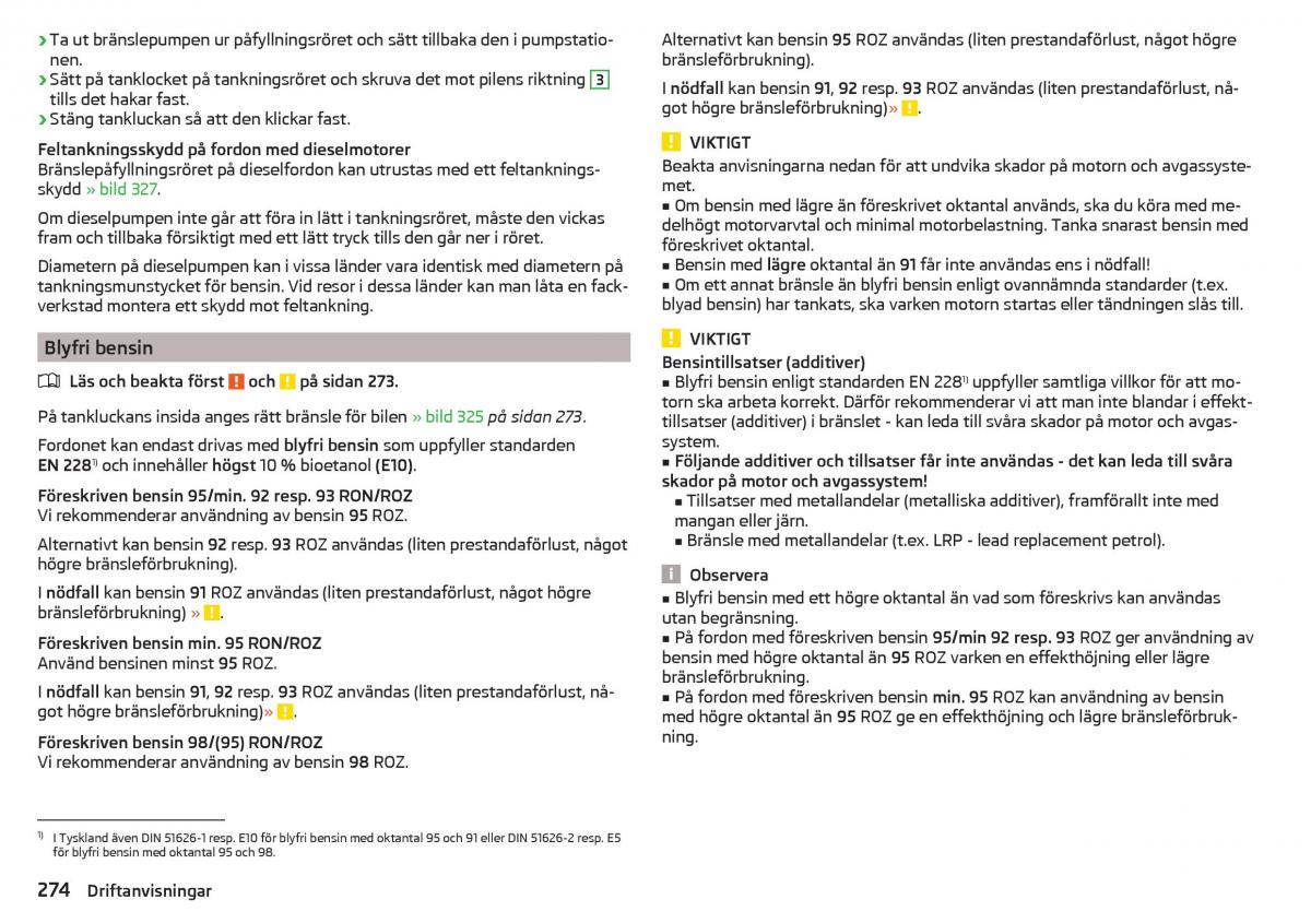 Skoda Kodiaq instruktionsbok / page 276