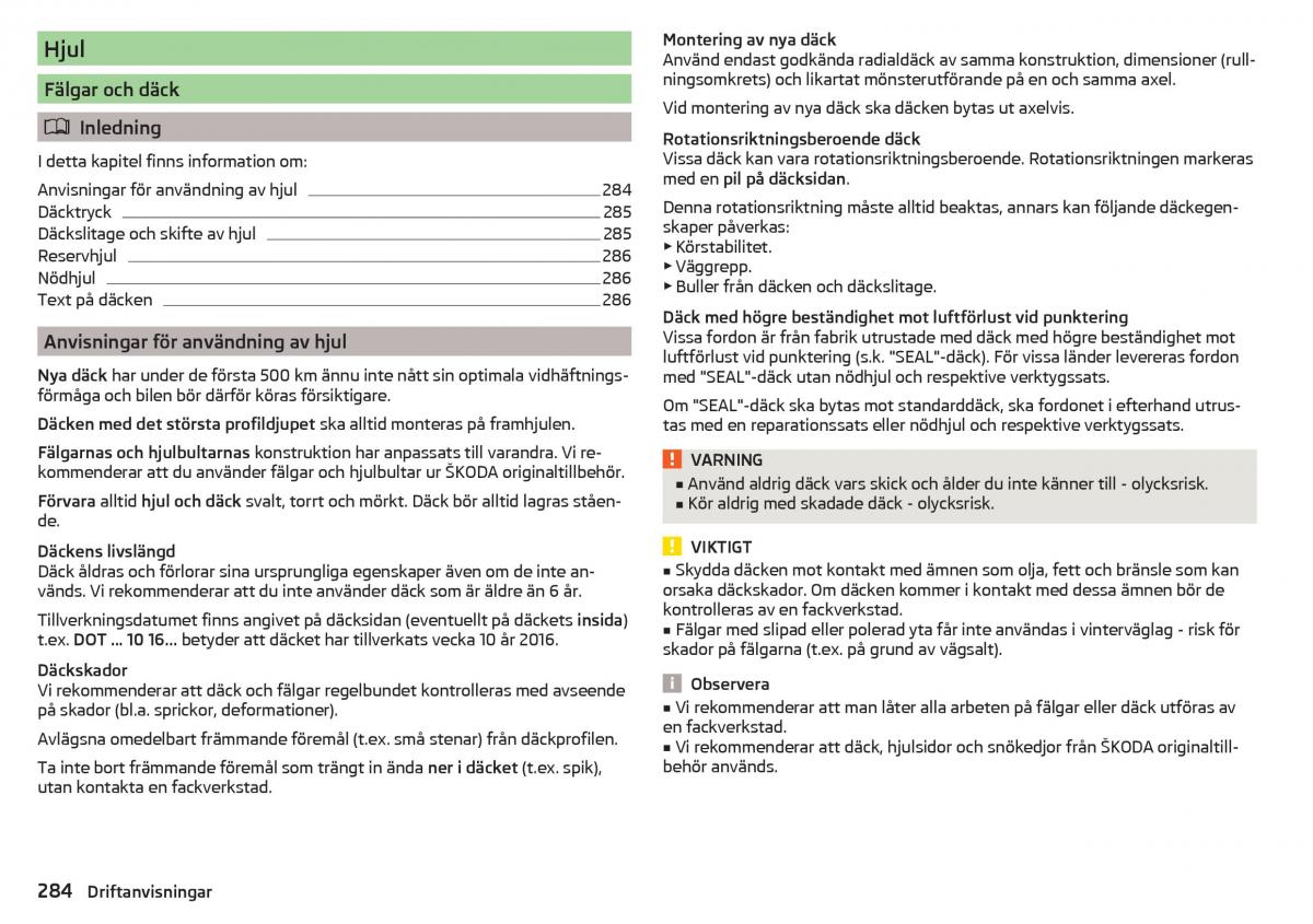 Skoda Kodiaq instruktionsbok / page 286