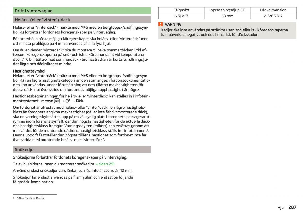 Skoda Kodiaq instruktionsbok / page 289