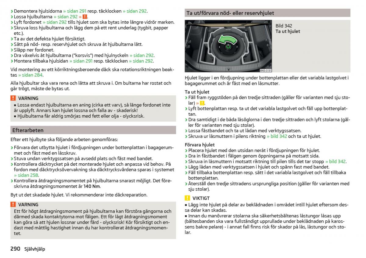 Skoda Kodiaq instruktionsbok / page 292