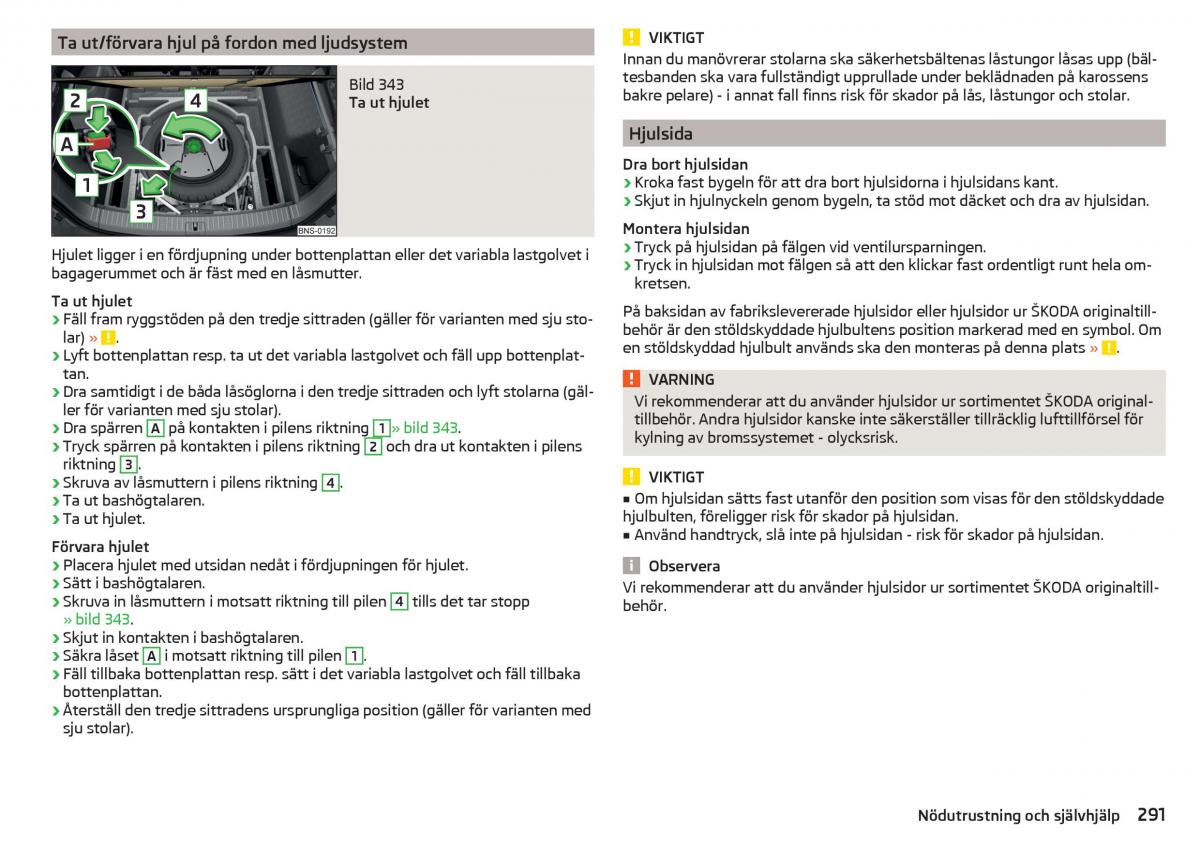 Skoda Kodiaq instruktionsbok / page 293