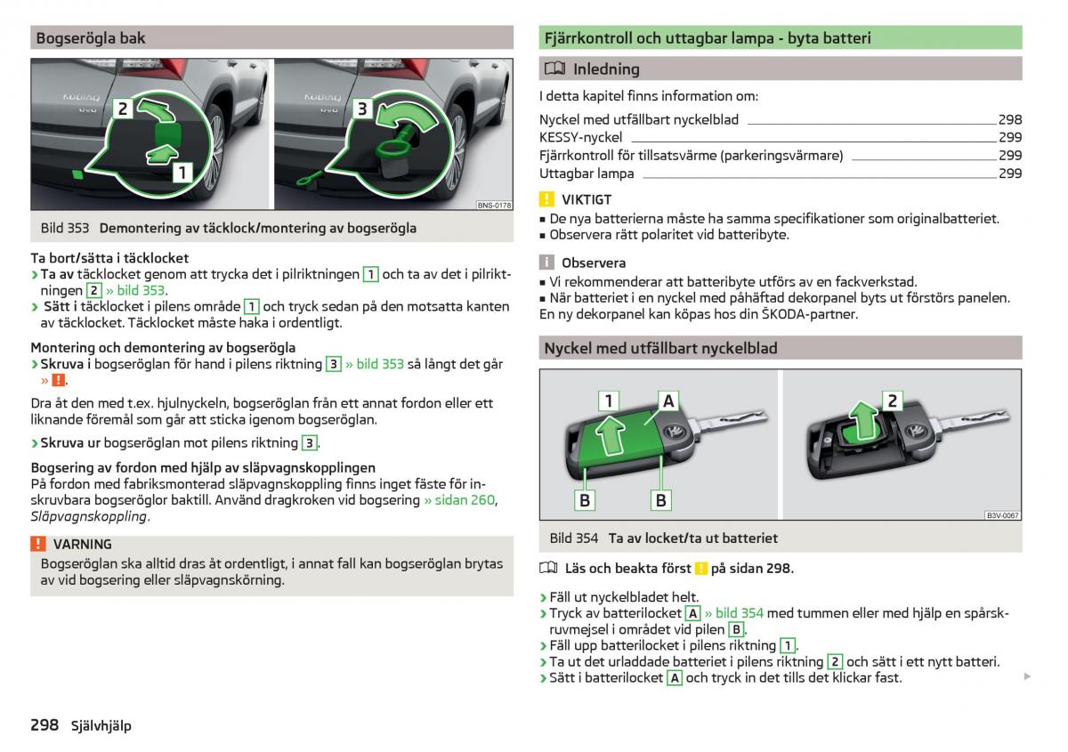 Skoda Kodiaq instruktionsbok / page 300