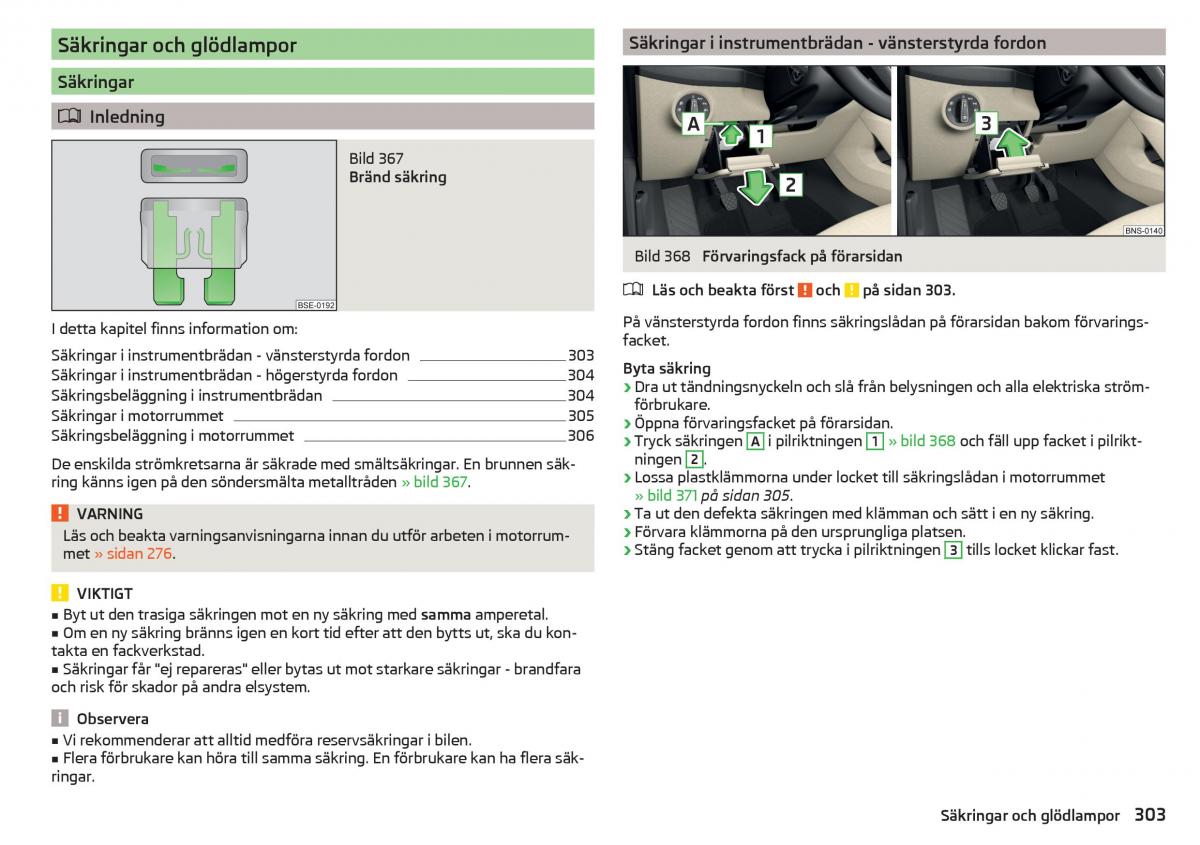 Skoda Kodiaq instruktionsbok / page 305