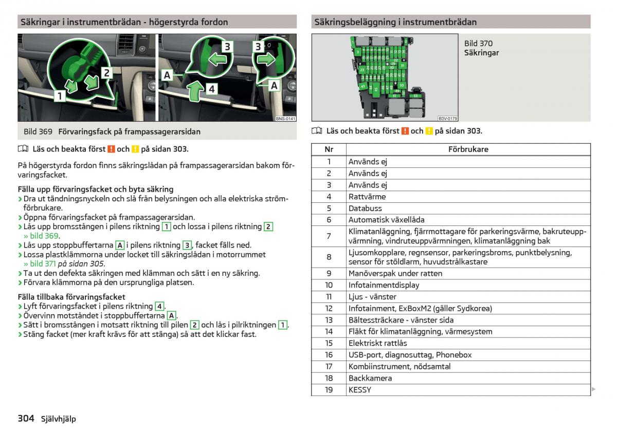 Skoda Kodiaq instruktionsbok / page 306