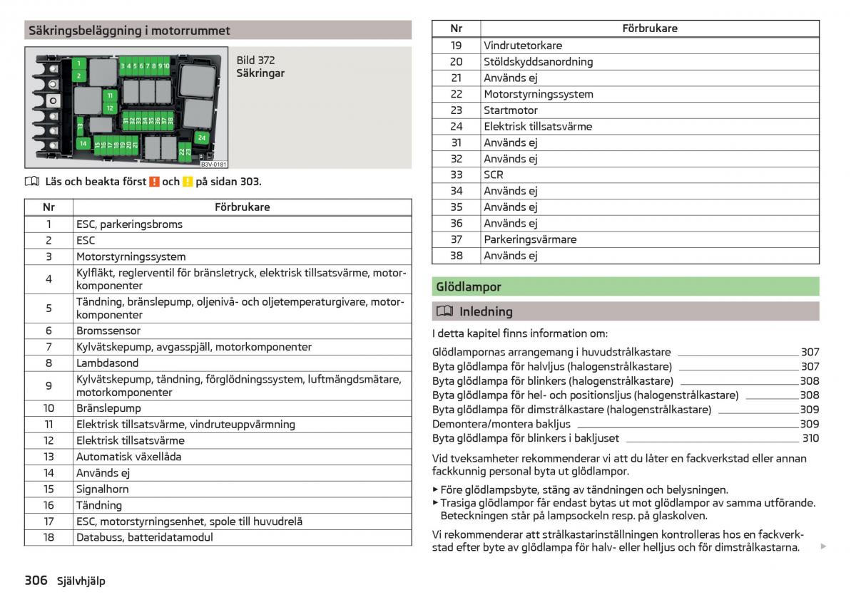 Skoda Kodiaq instruktionsbok / page 308