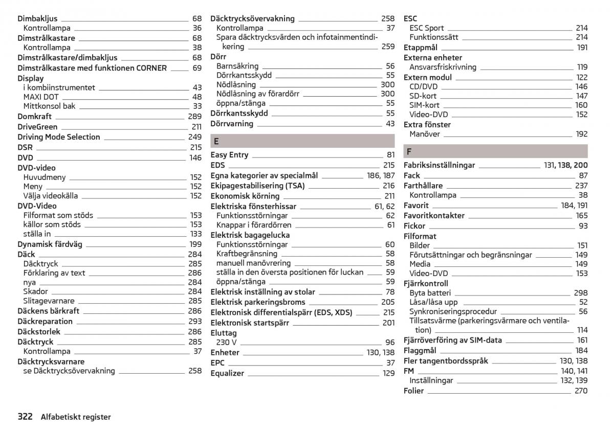 Skoda Kodiaq instruktionsbok / page 324