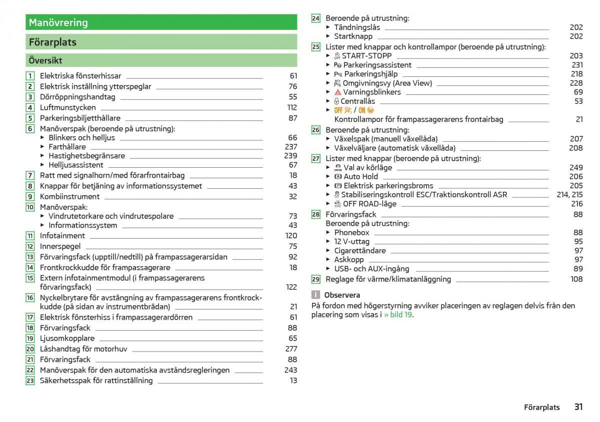 Skoda Kodiaq instruktionsbok / page 33