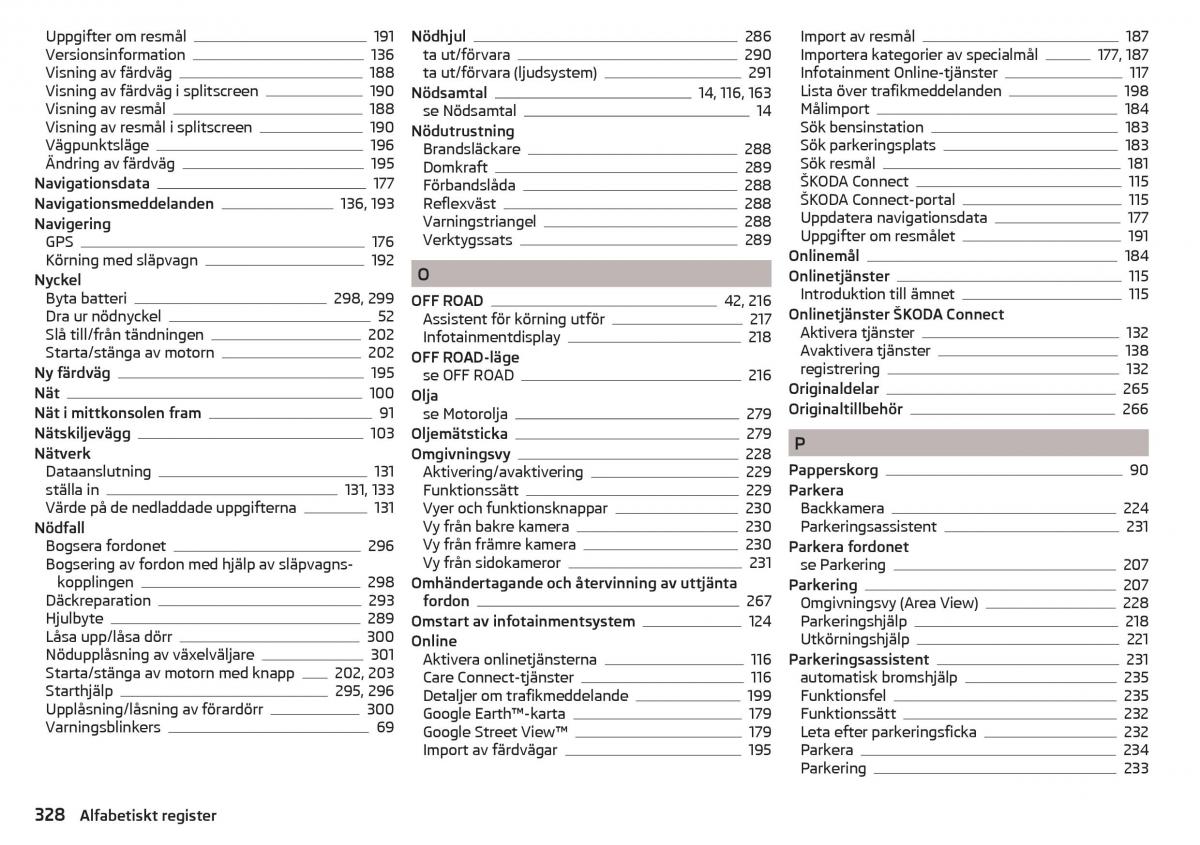 Skoda Kodiaq instruktionsbok / page 330