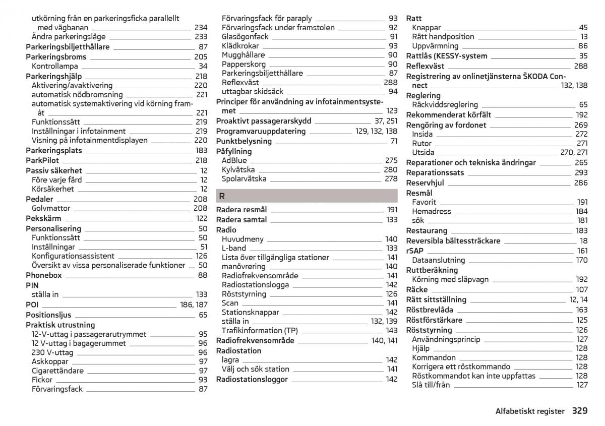 Skoda Kodiaq instruktionsbok / page 331