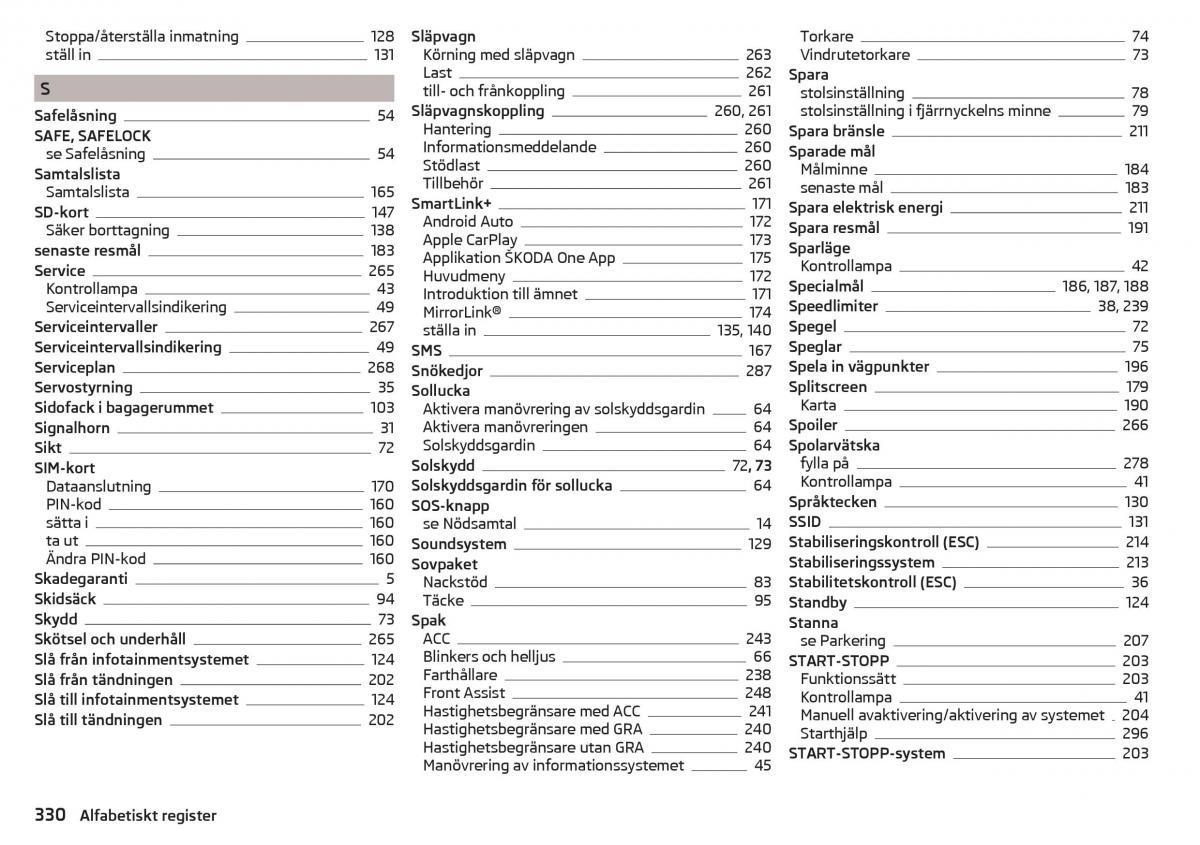 Skoda Kodiaq instruktionsbok / page 332