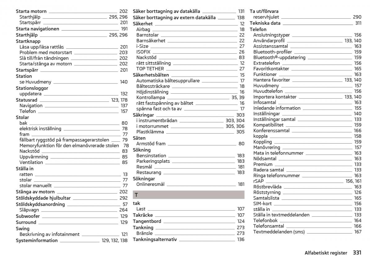 Skoda Kodiaq instruktionsbok / page 333