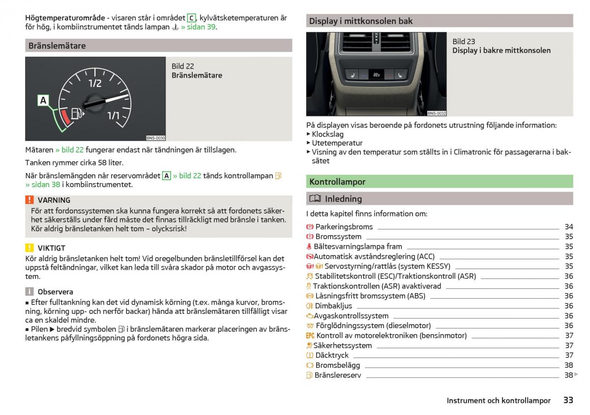 Skoda Kodiaq instruktionsbok / page 35