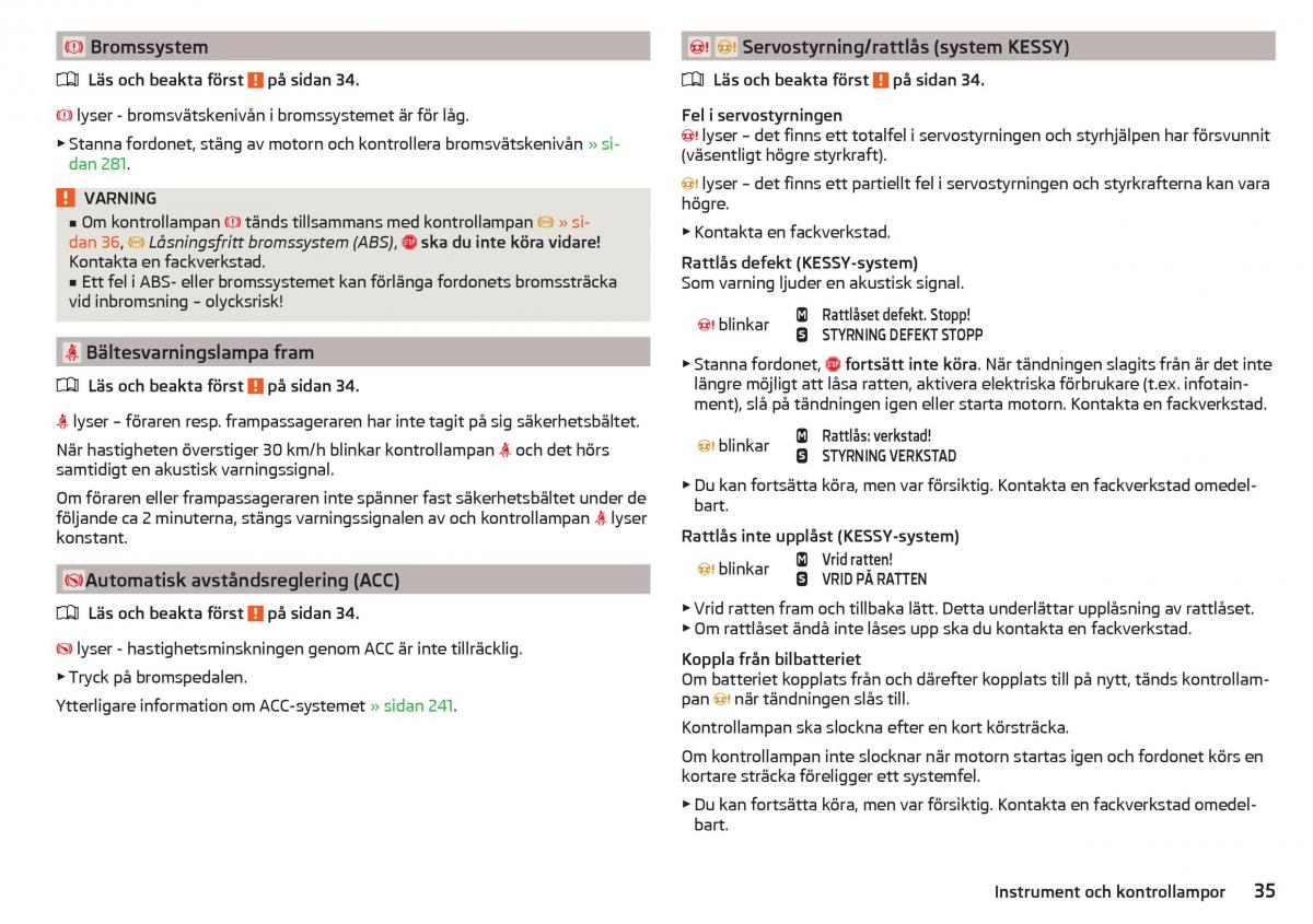 Skoda Kodiaq instruktionsbok / page 37