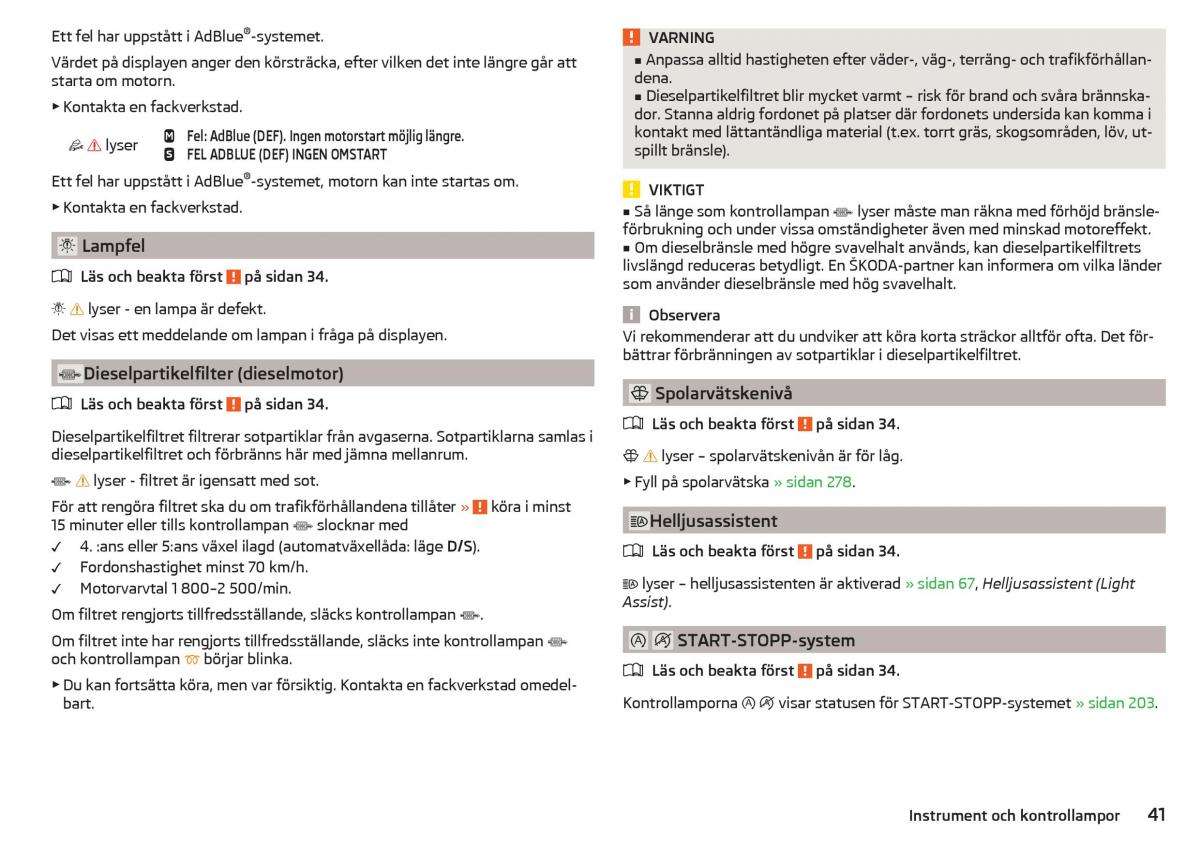 Skoda Kodiaq instruktionsbok / page 43