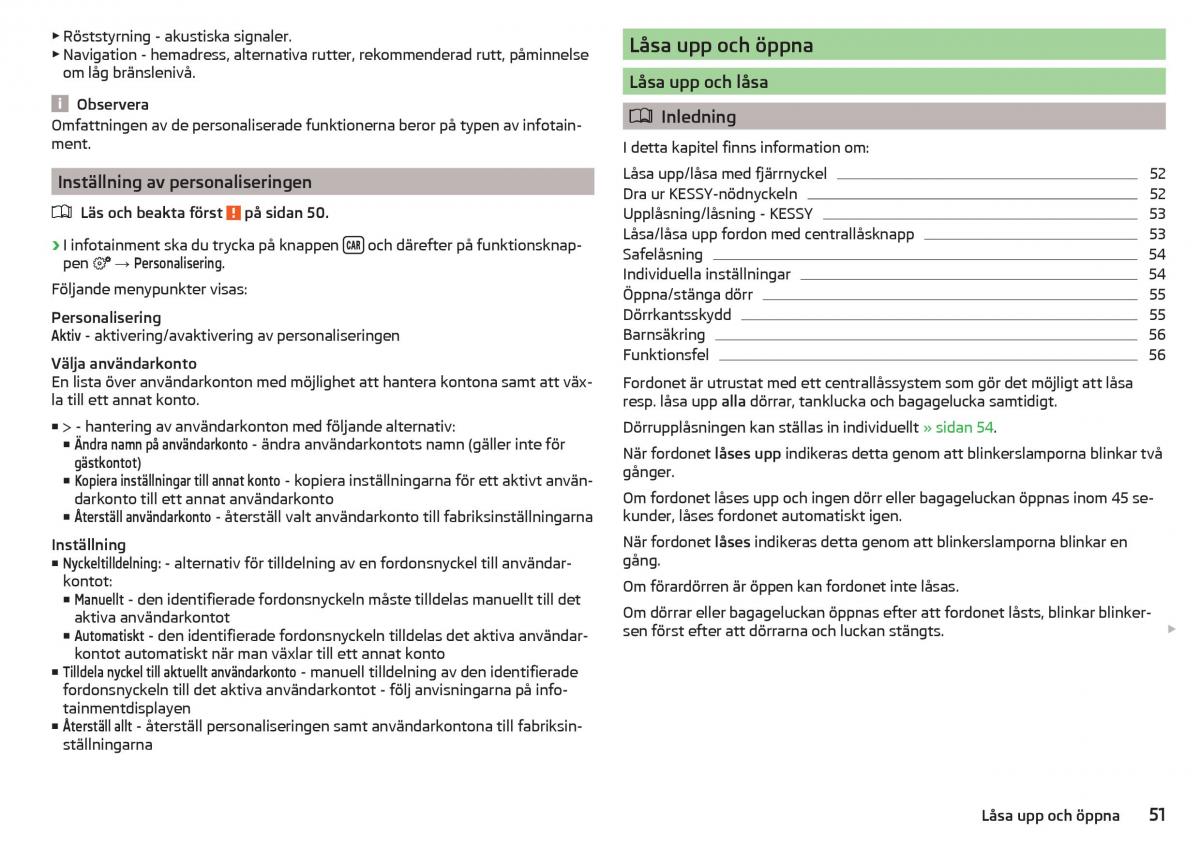 Skoda Kodiaq instruktionsbok / page 53