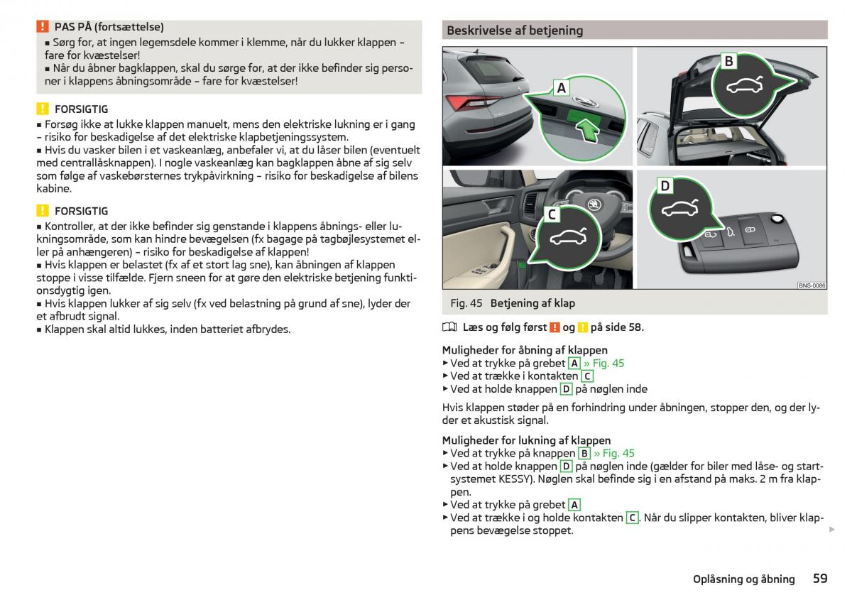 Skoda Kodiaq Bilens instruktionsbog / page 61