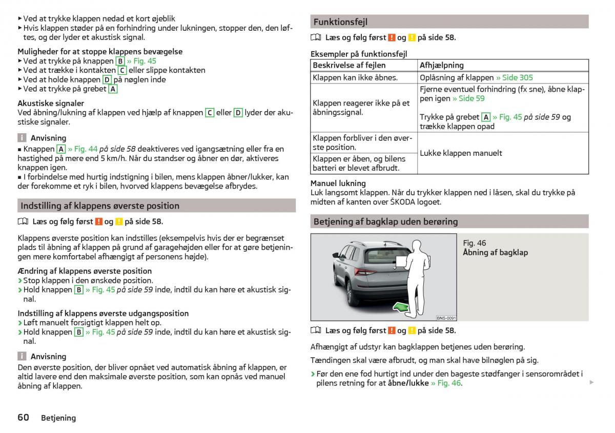 Skoda Kodiaq Bilens instruktionsbog / page 62