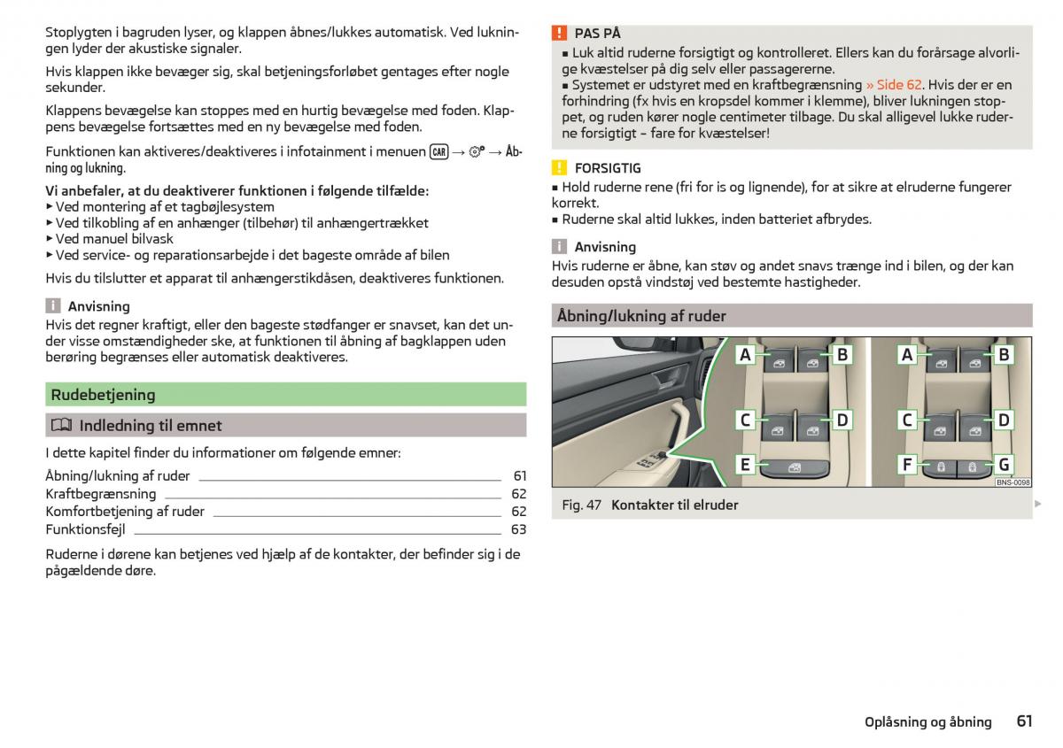 Skoda Kodiaq Bilens instruktionsbog / page 63