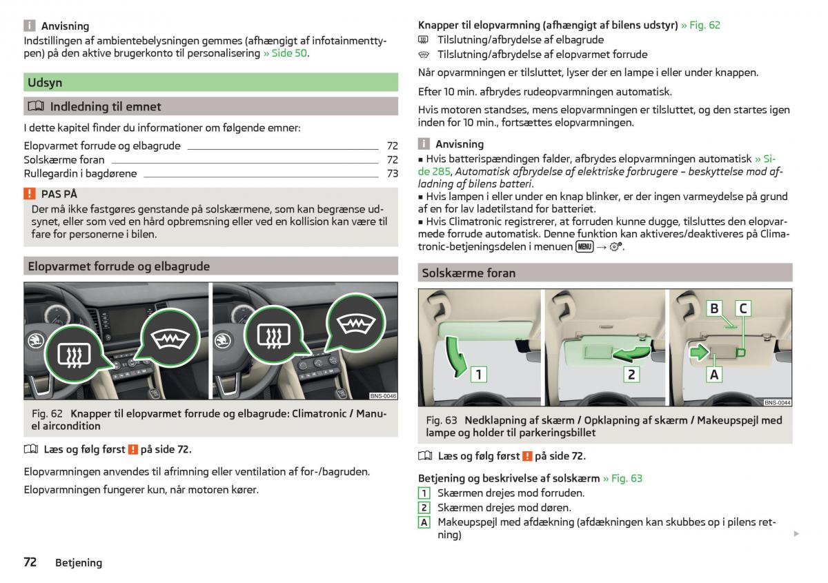 Skoda Kodiaq Bilens instruktionsbog / page 74