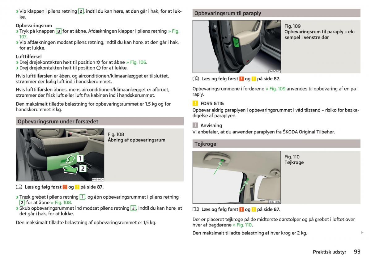 Skoda Kodiaq Bilens instruktionsbog / page 95