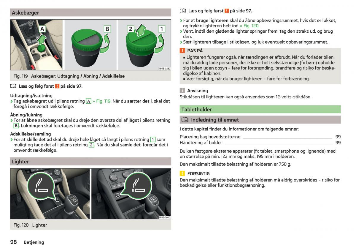 Skoda Kodiaq Bilens instruktionsbog / page 100