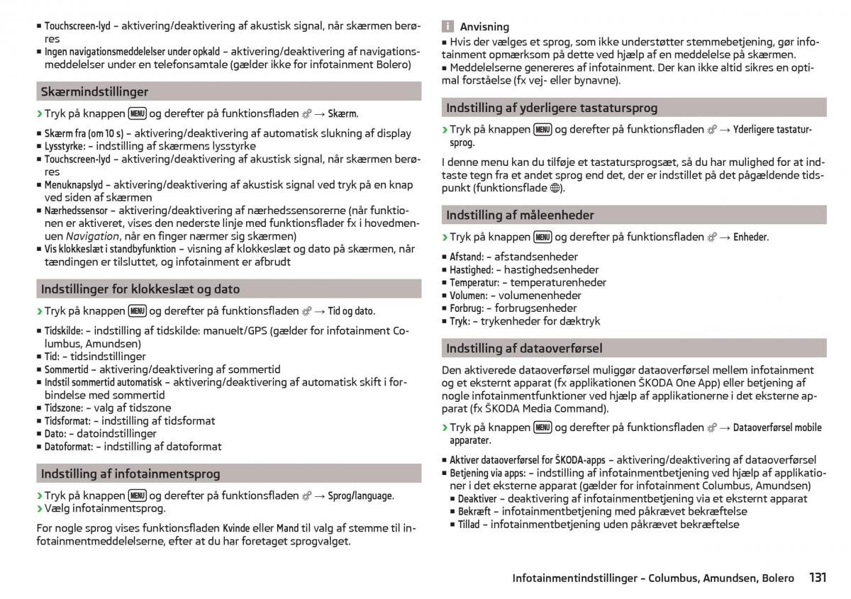 Skoda Kodiaq Bilens instruktionsbog / page 133