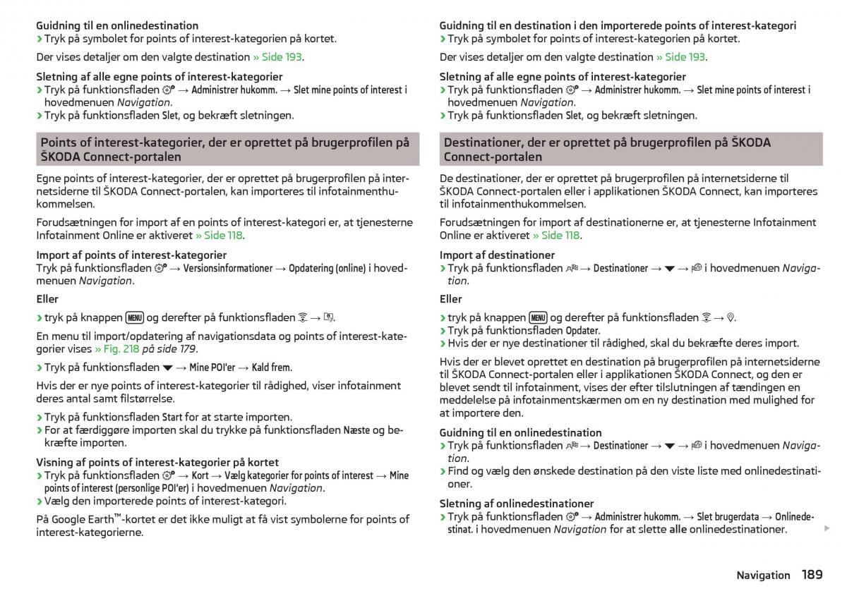 Skoda Kodiaq Bilens instruktionsbog / page 191