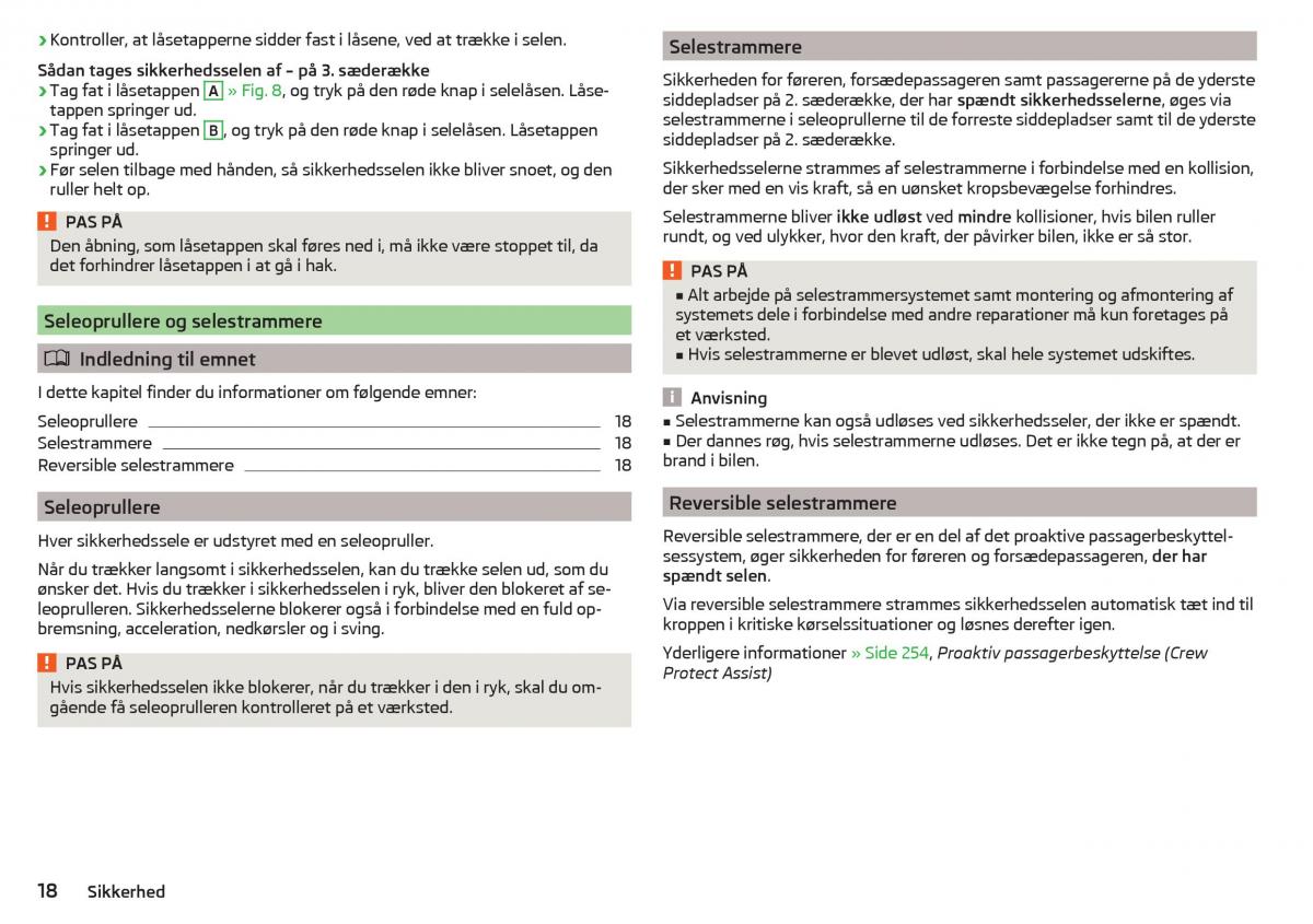 Skoda Kodiaq Bilens instruktionsbog / page 20