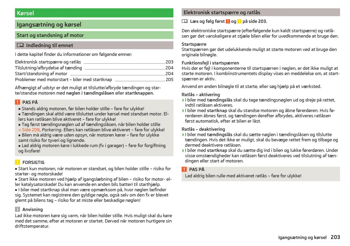 Skoda Kodiaq Bilens instruktionsbog / page 205