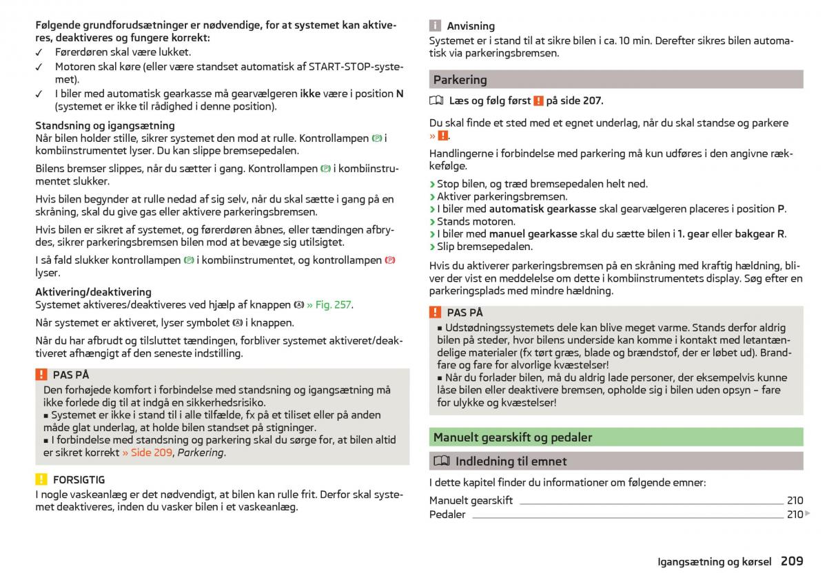 Skoda Kodiaq Bilens instruktionsbog / page 211