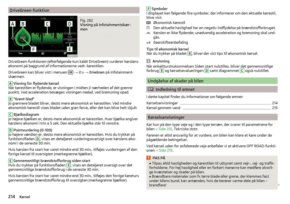 Skoda Kodiaq Bilens instruktionsbog / page 216