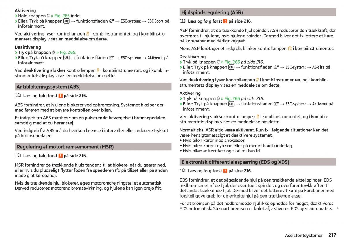 Skoda Kodiaq Bilens instruktionsbog / page 219