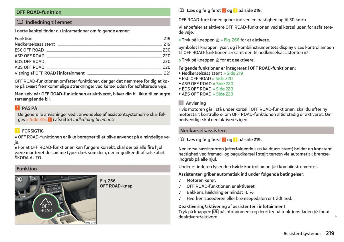 Skoda Kodiaq Bilens instruktionsbog / page 221