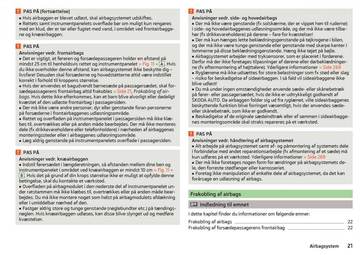 Skoda Kodiaq Bilens instruktionsbog / page 23