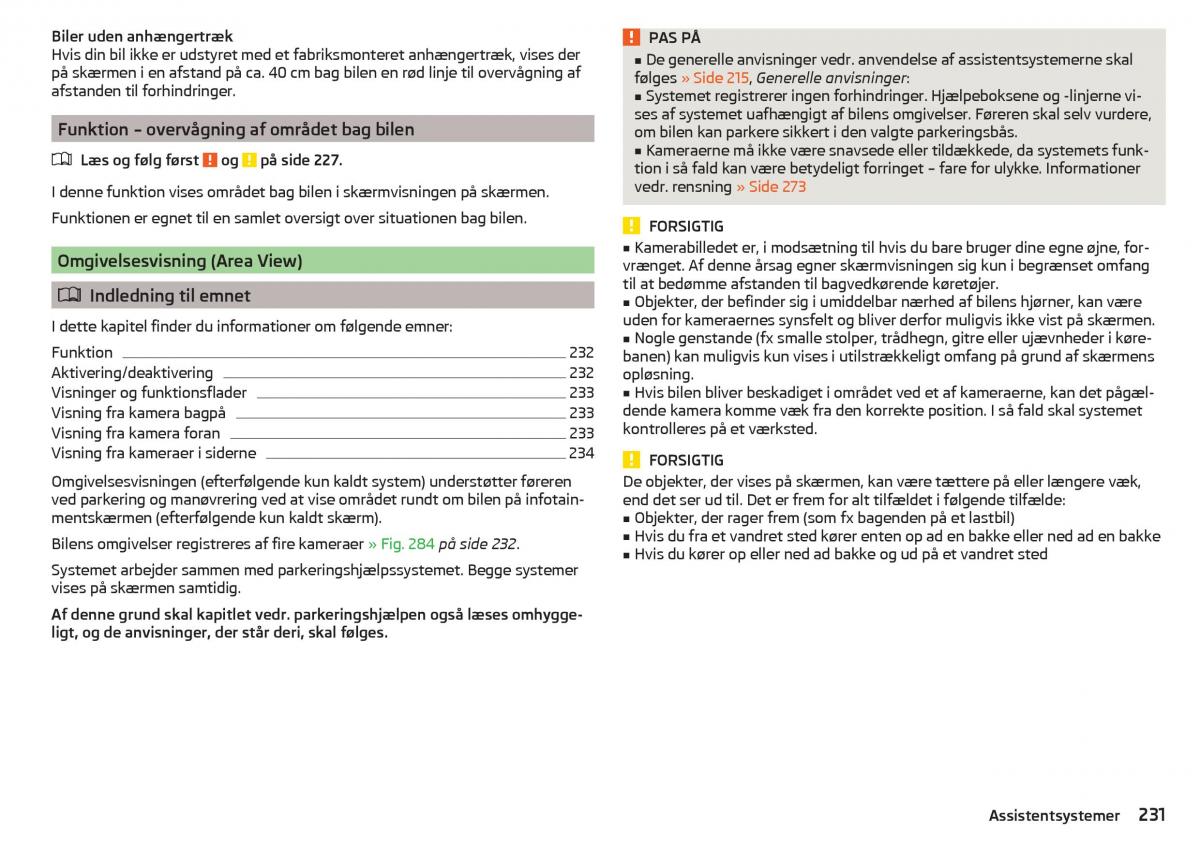 Skoda Kodiaq Bilens instruktionsbog / page 233