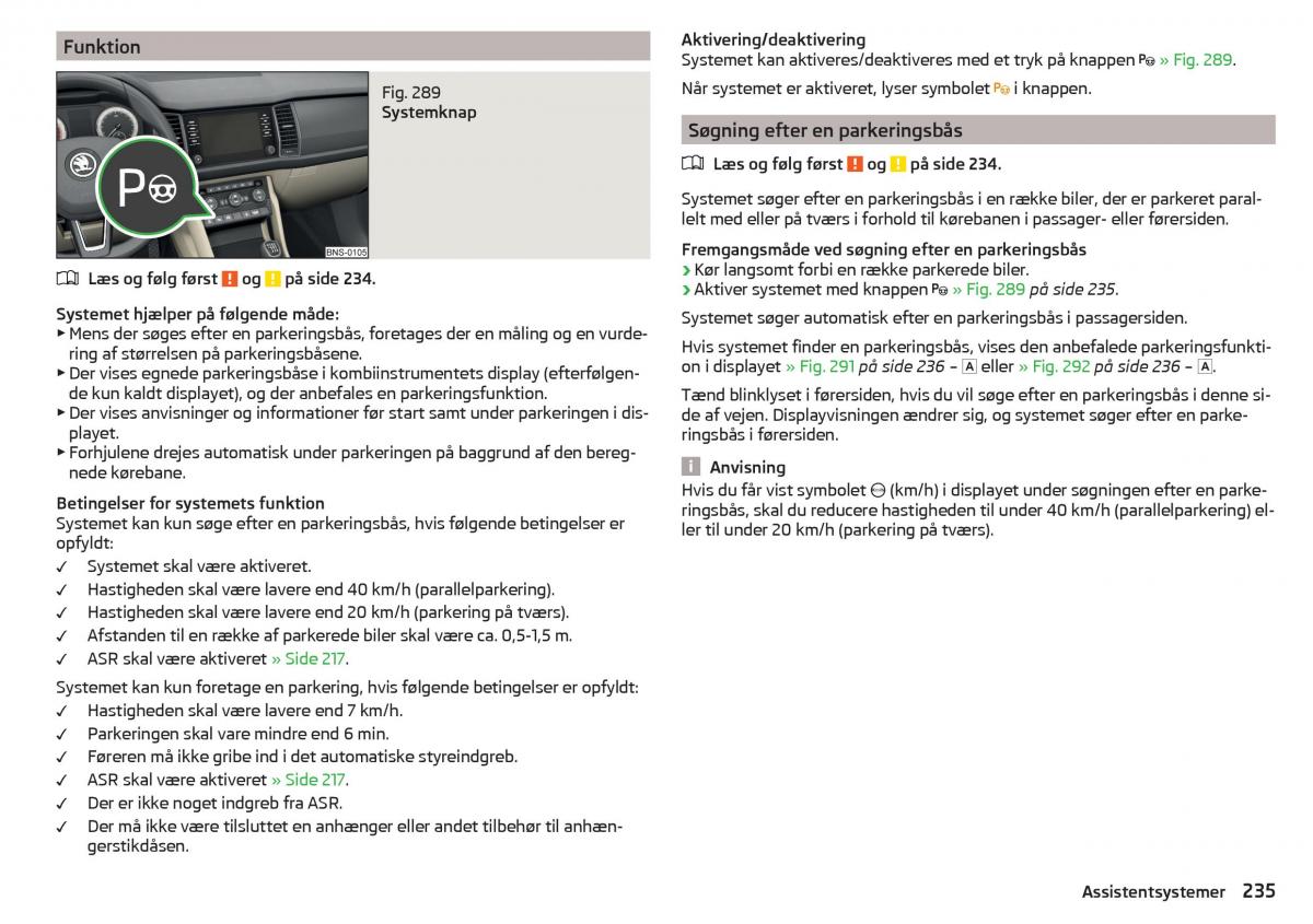 Skoda Kodiaq Bilens instruktionsbog / page 237