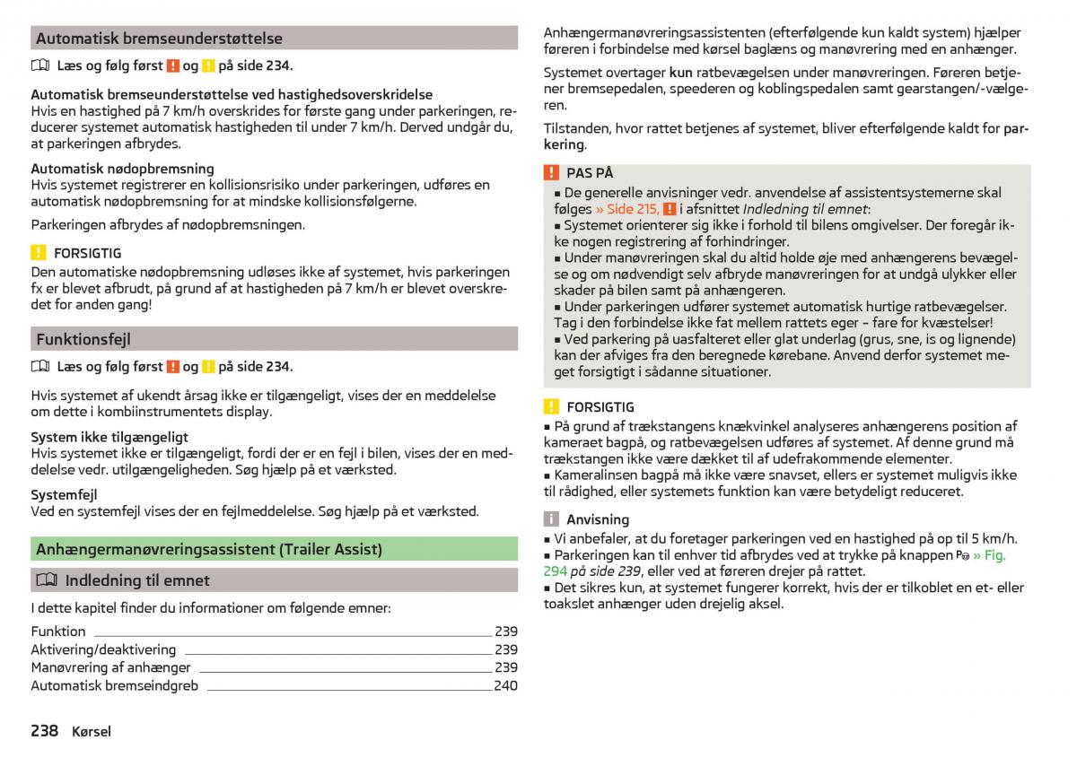 Skoda Kodiaq Bilens instruktionsbog / page 240