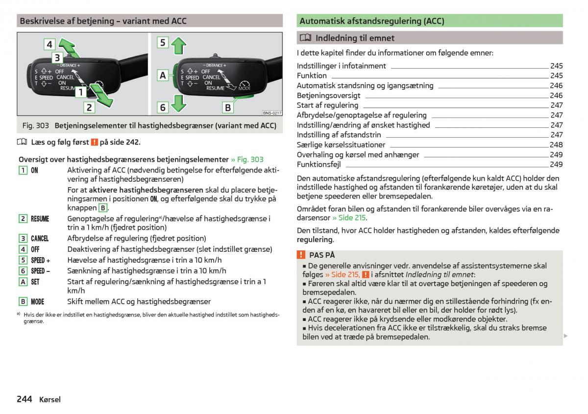 Skoda Kodiaq Bilens instruktionsbog / page 246