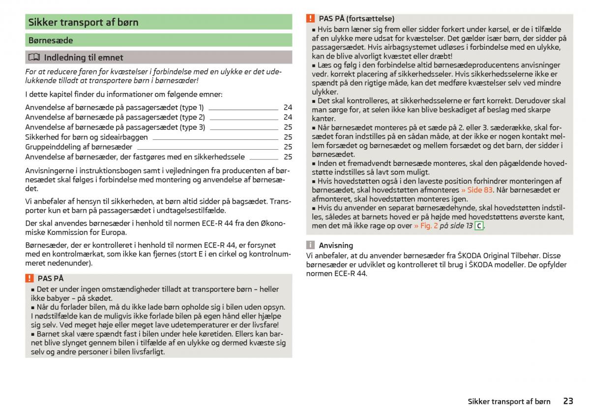 Skoda Kodiaq Bilens instruktionsbog / page 25