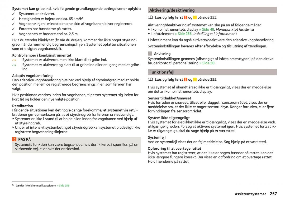 Skoda Kodiaq Bilens instruktionsbog / page 259