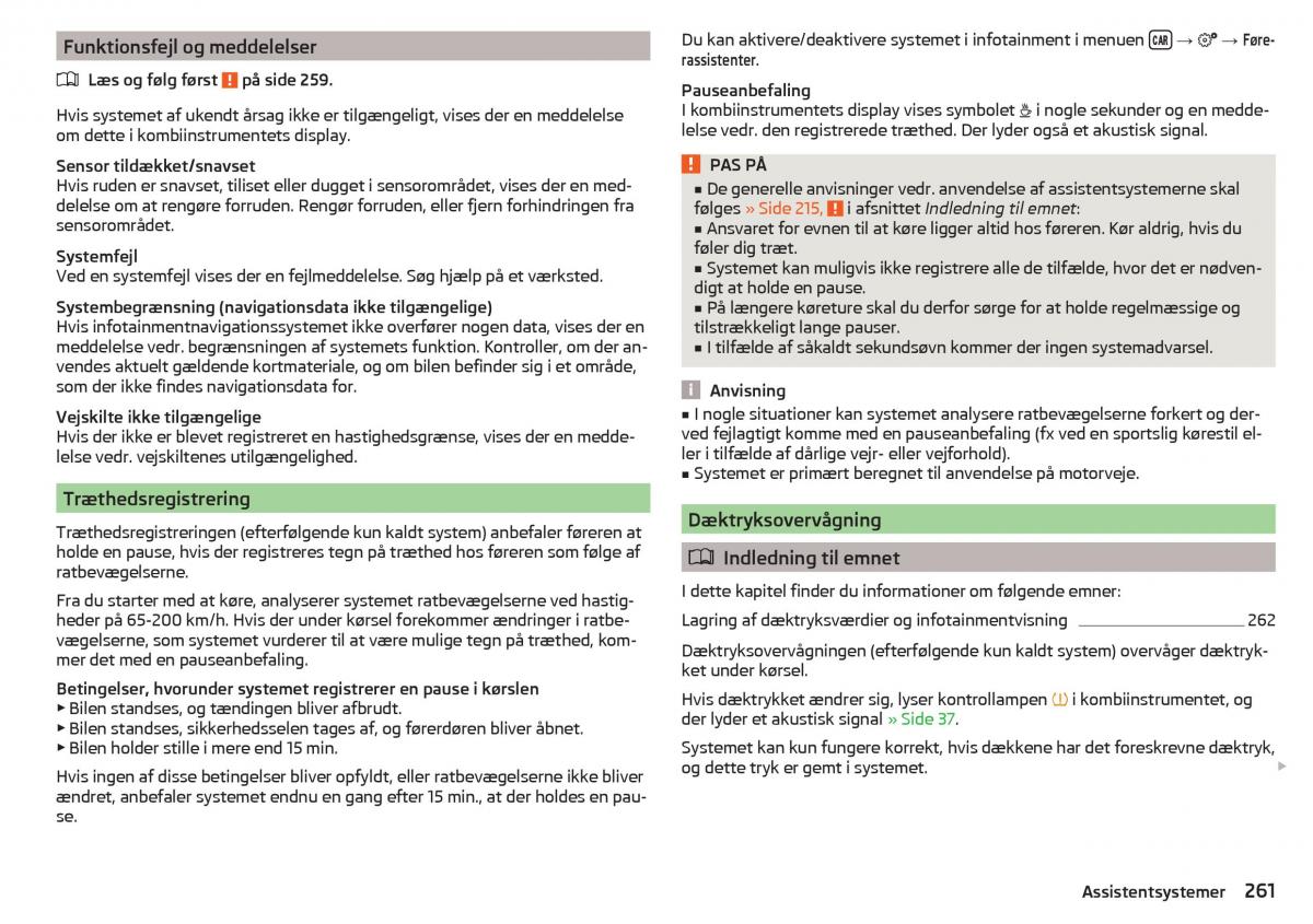 Skoda Kodiaq Bilens instruktionsbog / page 263