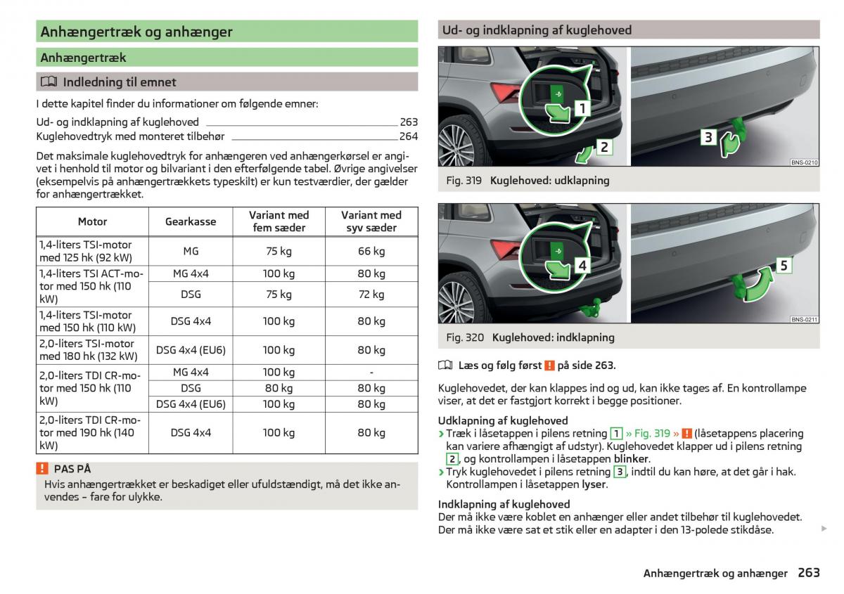 Skoda Kodiaq Bilens instruktionsbog / page 265