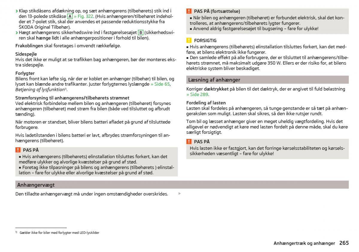 Skoda Kodiaq Bilens instruktionsbog / page 267